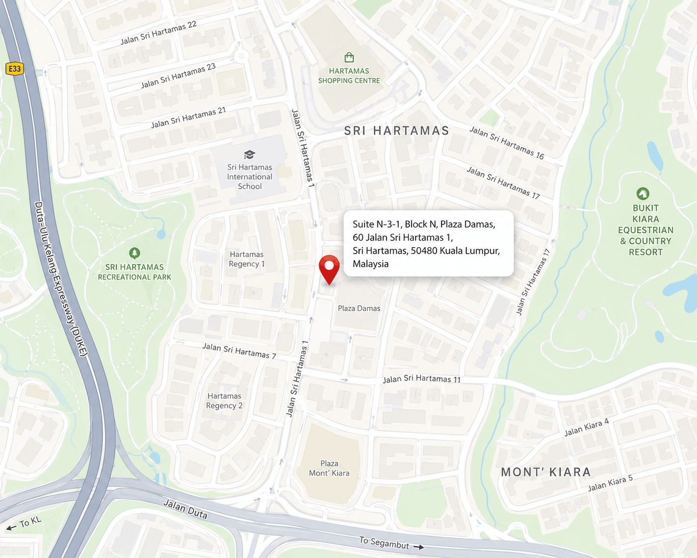 Map placeholder showing Creatvanta office location in Sri Hartamas Kuala Lumpur